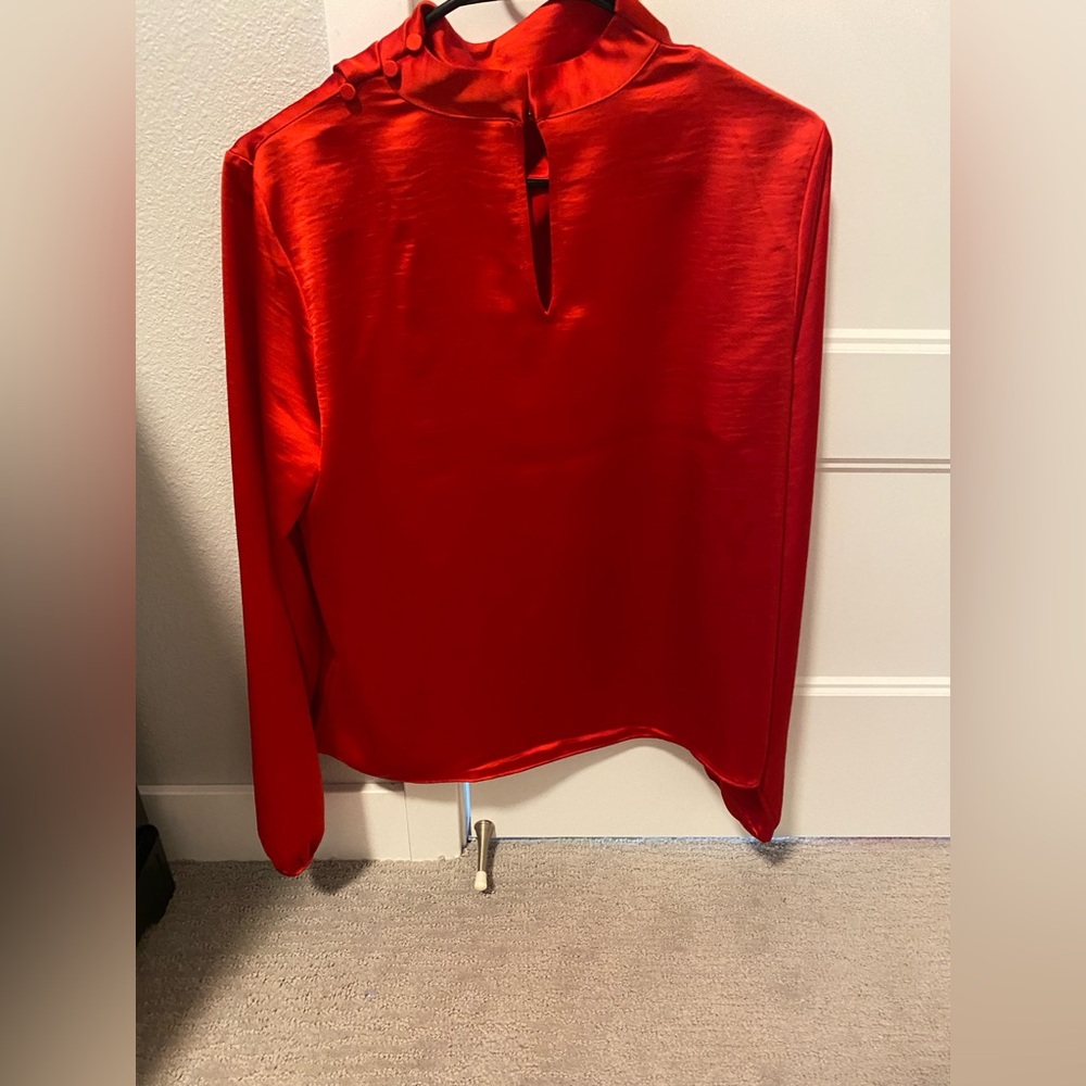 Express Red Satin Blouse - Picture 3 of 4